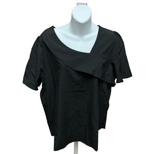 Just Fashion Now Womens Blouse Size XL Short Sleeve Black New Shirt Top
